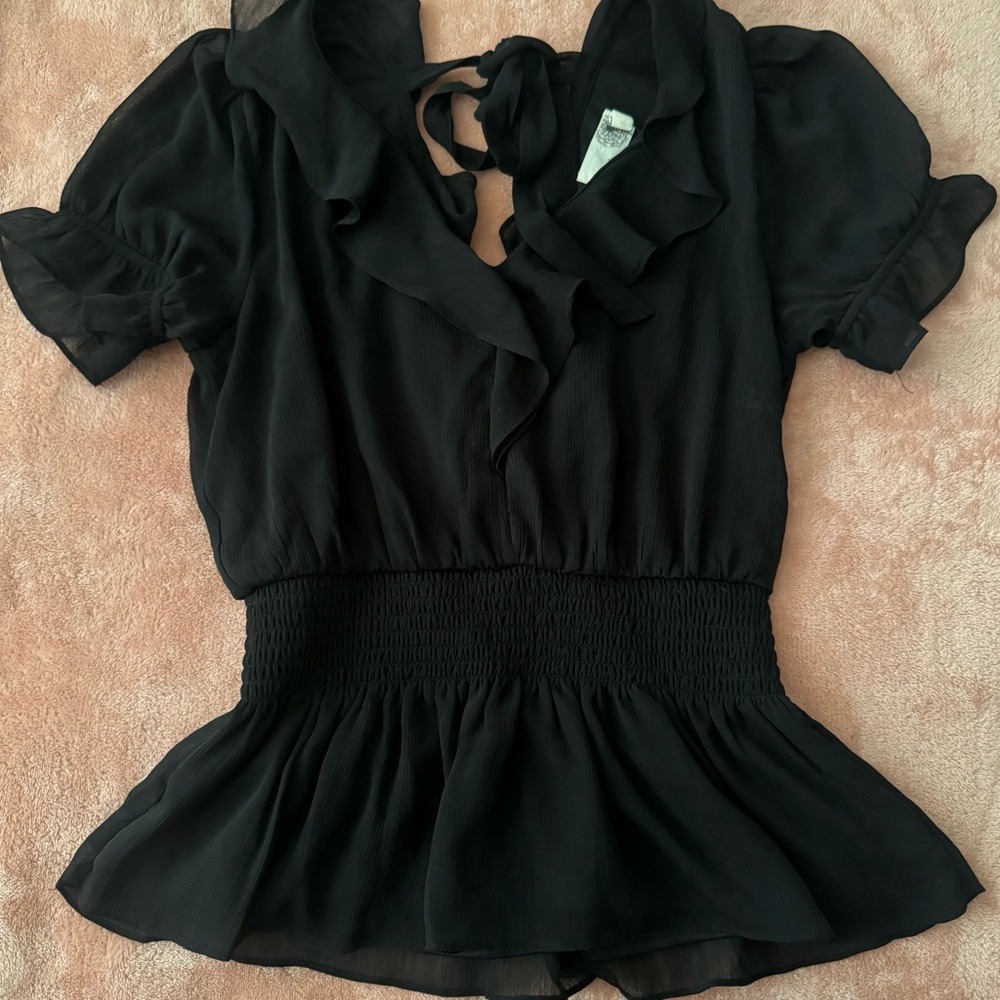 Black Ruffle babydoll Top